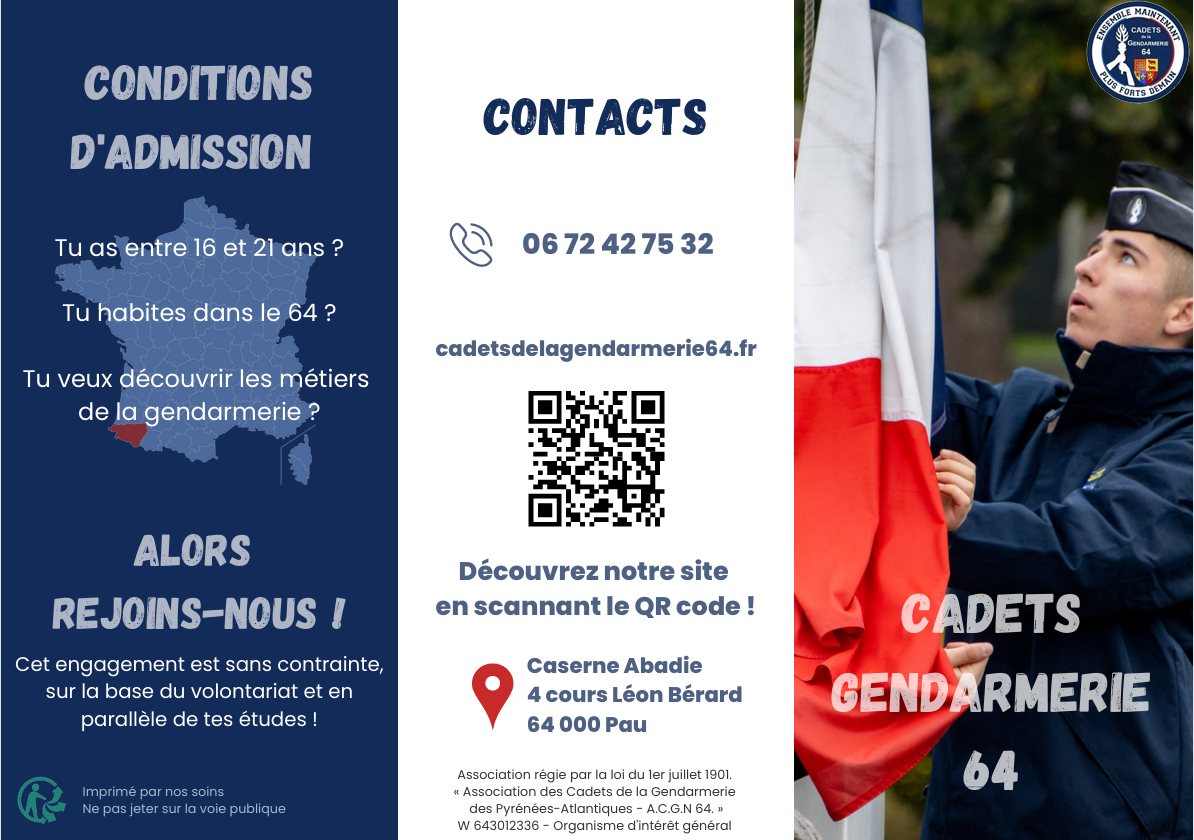 Flyer cadet de la gendarmerie